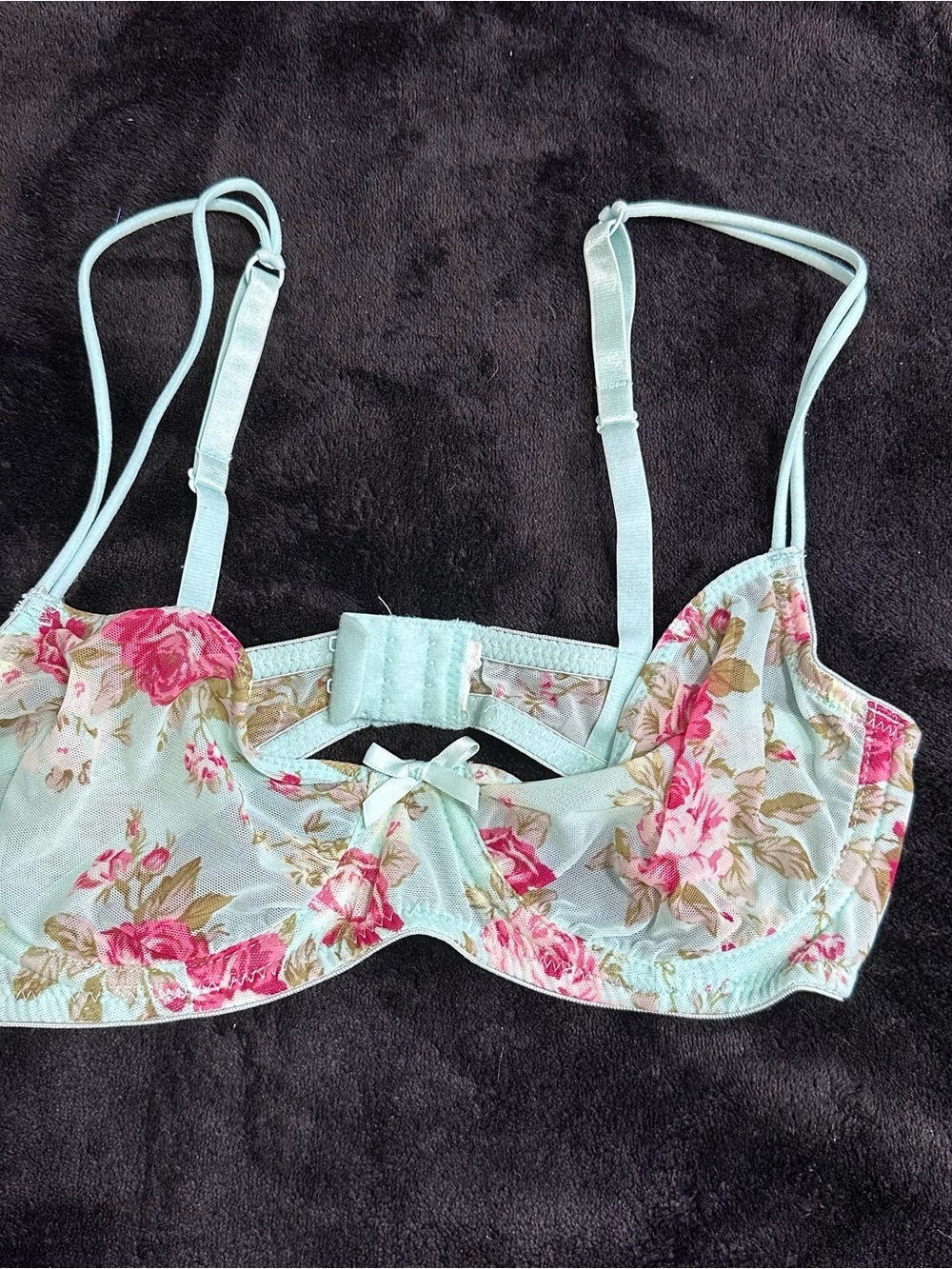 Forever 21 Floral Lace-Trim Underwire Bra in Mint and Pink